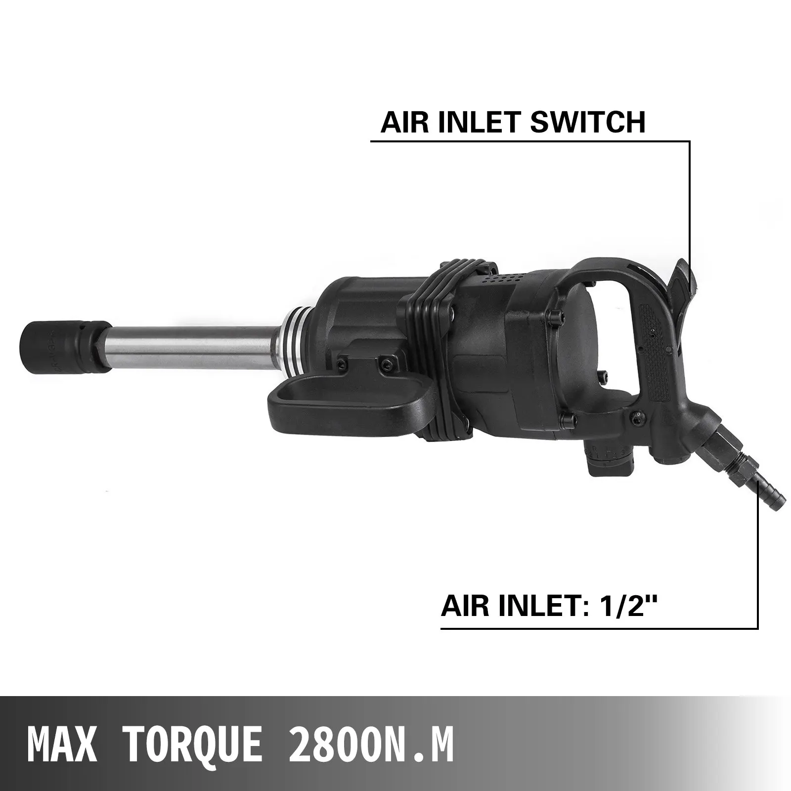 2800 N.m Air Impact Wrench Air Wrench For Trucks Tires Removal  And Heavy-Duty  4,000 RPM & 1\