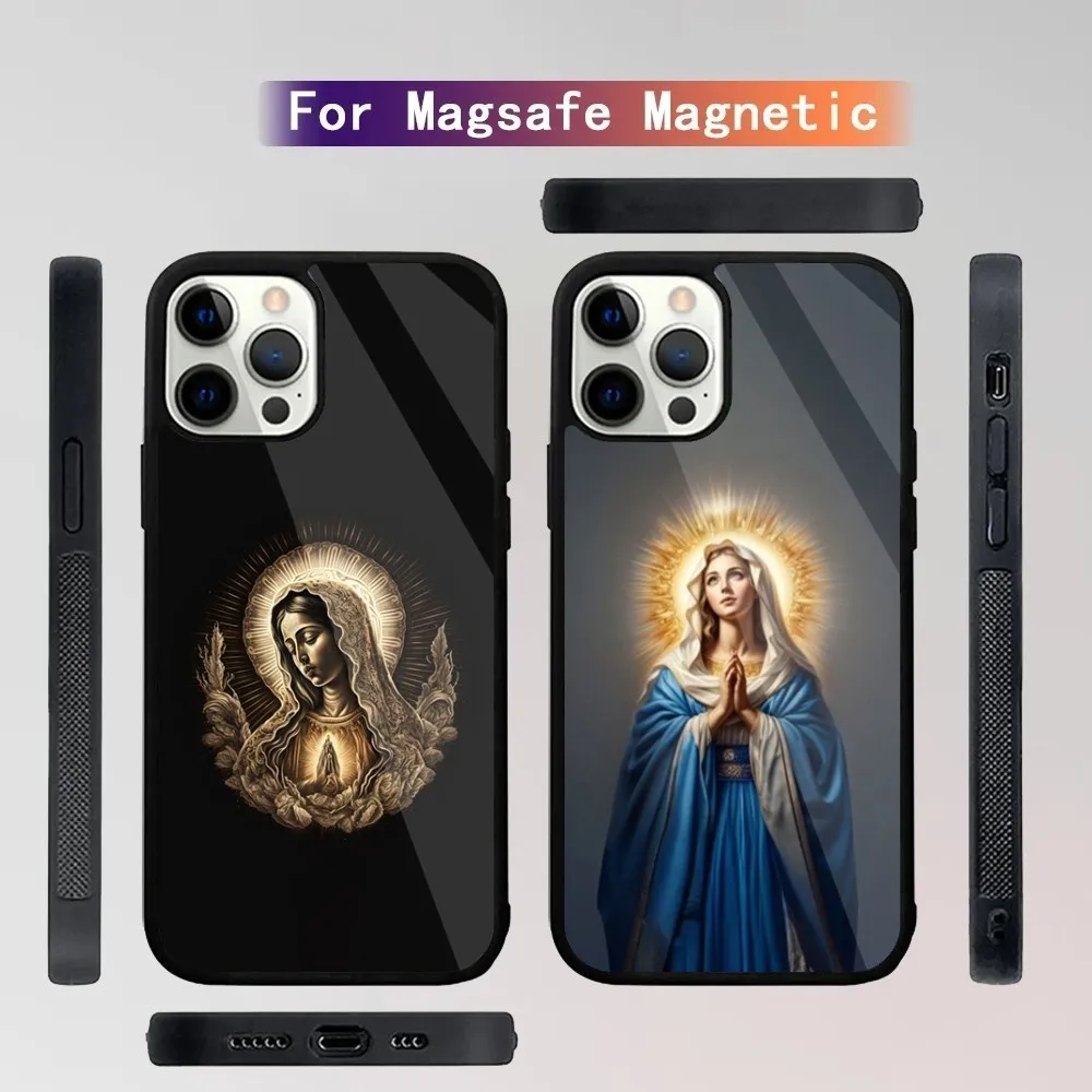 Christian Virgin Mary Phone Case For iPhone 15,14,13,12,11,Plus,Pro,Max Mini Magsafe Magnetic Wireless Charging