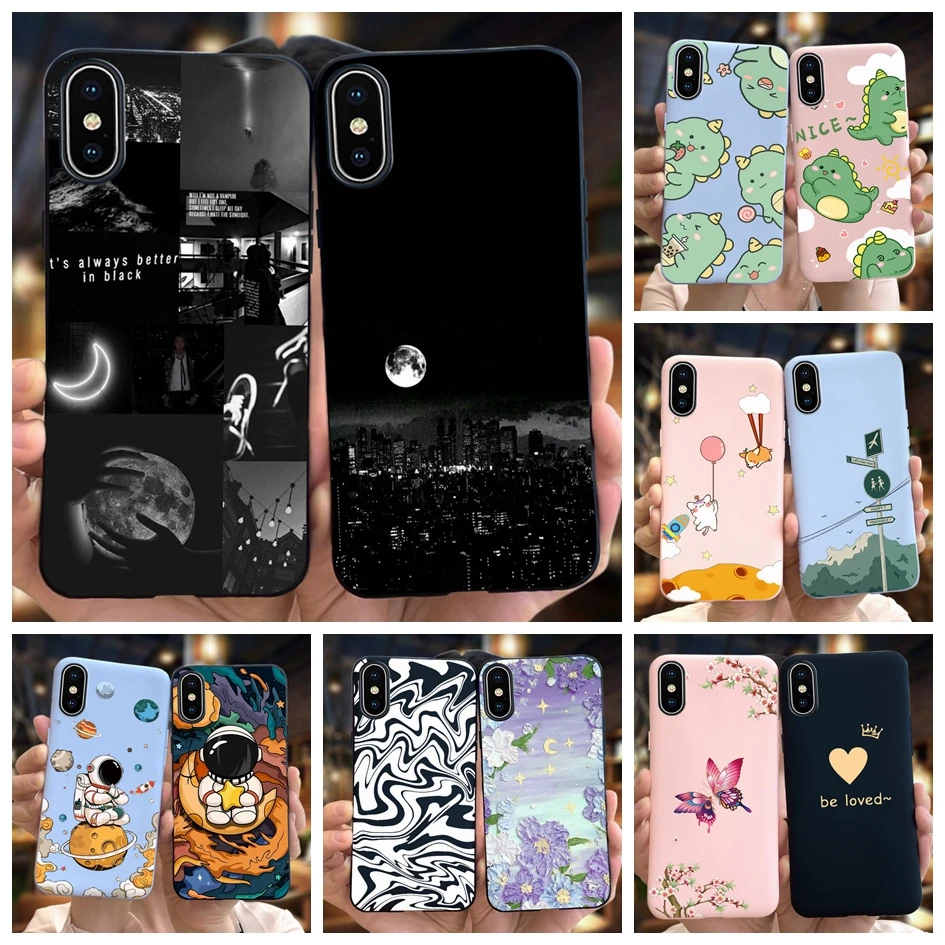 For iPhone XR Case Fashion Pattern Black Silicone Slim Soft Cover For iPhone X XS Max Coque Protection Funda For iPhoneXR Bumper