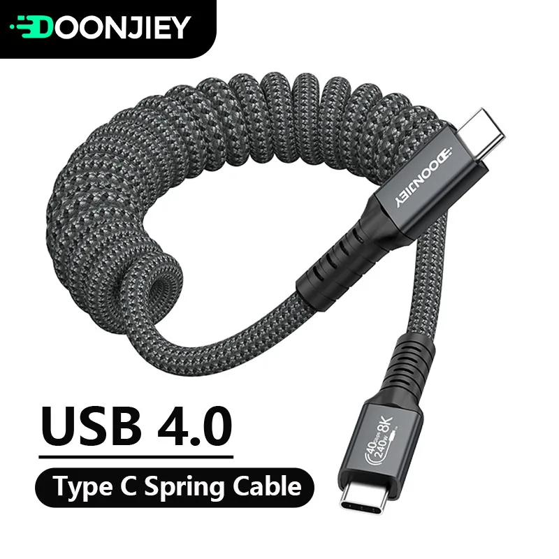 Spring Thunderbolt 4 USB C Data Cable 5A Fast Charging Type C Charge Cable 8K@60Hz 40Gbps USB4 Video Cord For iPhone 16 Huawei