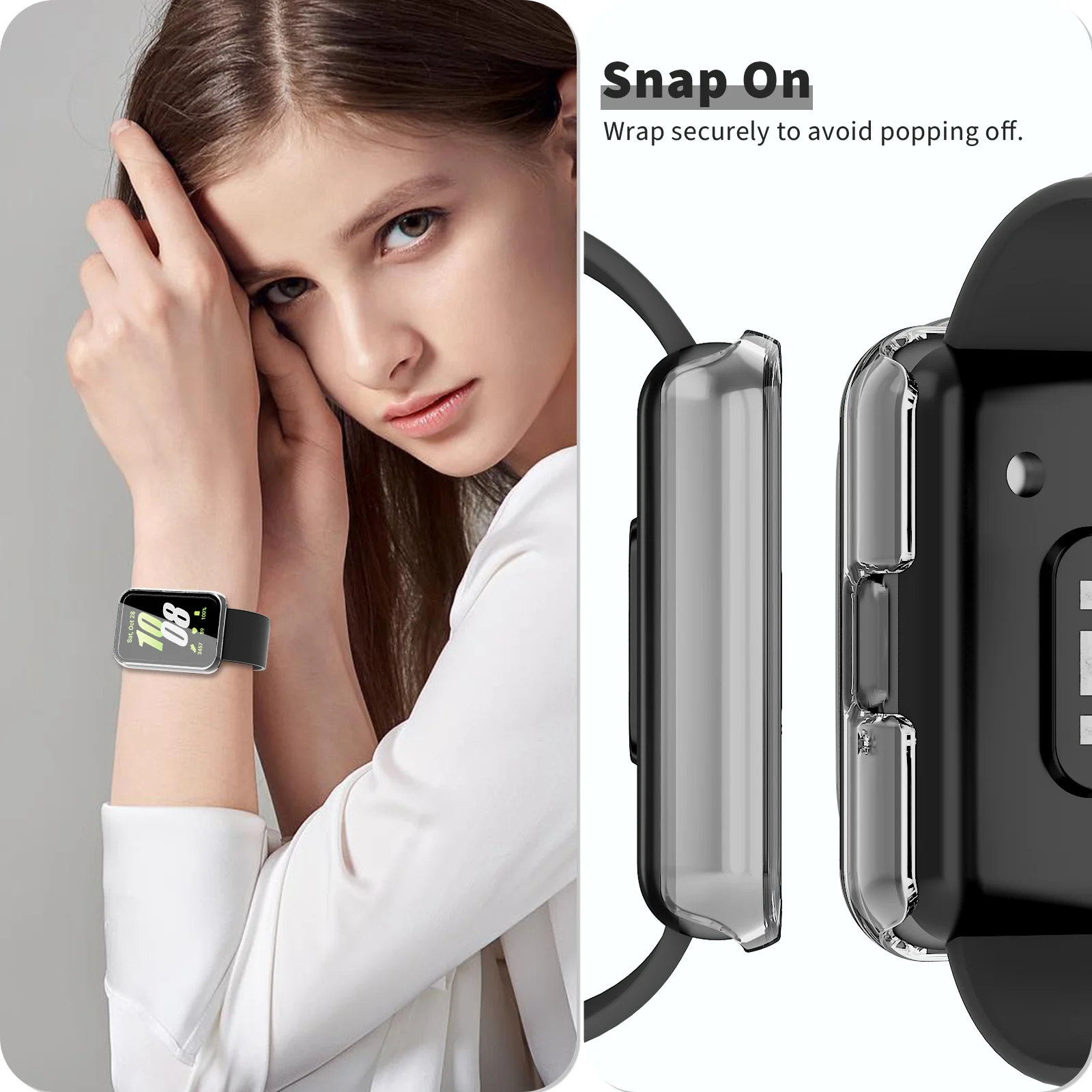 Screen Protector Case for Samsung Galaxy Fit 3 Smartwatch, Hard PC Bumper & Tempered Glass Screen Protector Face Cover.