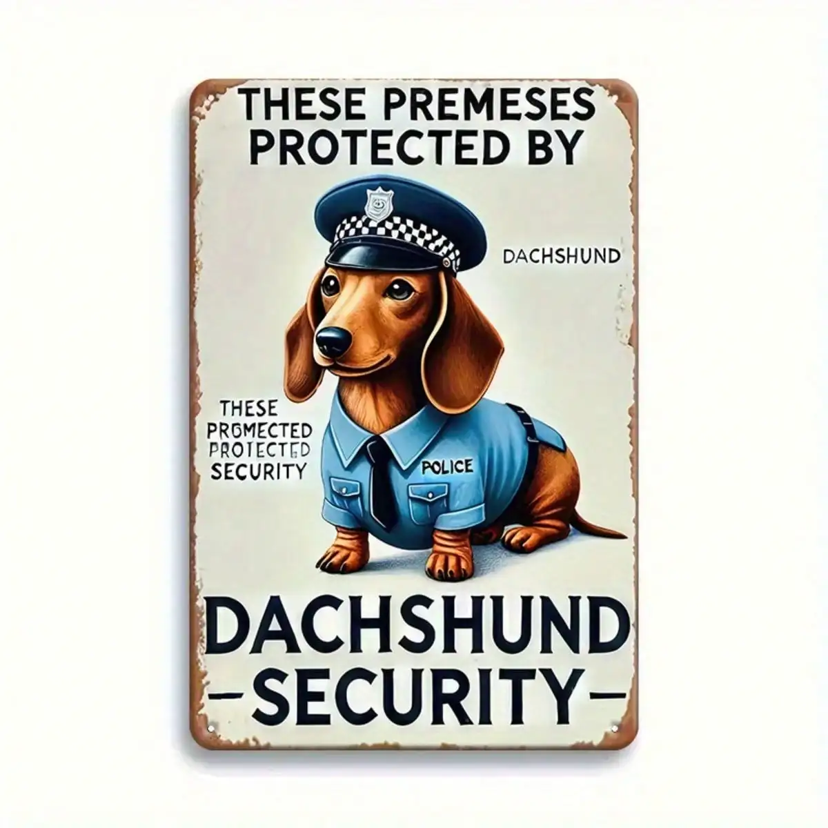 1PC Tin Sign Dachshund Security - Funny Dog Wall Art For Home/Yard Decor, 8x12 Inches / 20x30 Cm