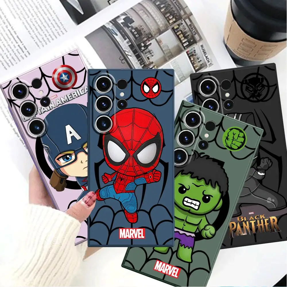 Marvel Deadpool Groot Phone Case for Samsung Galaxy S24 S23 Ultra S22 S21 S20 FE S23 Ultra 5G Shockproof Square Liquid