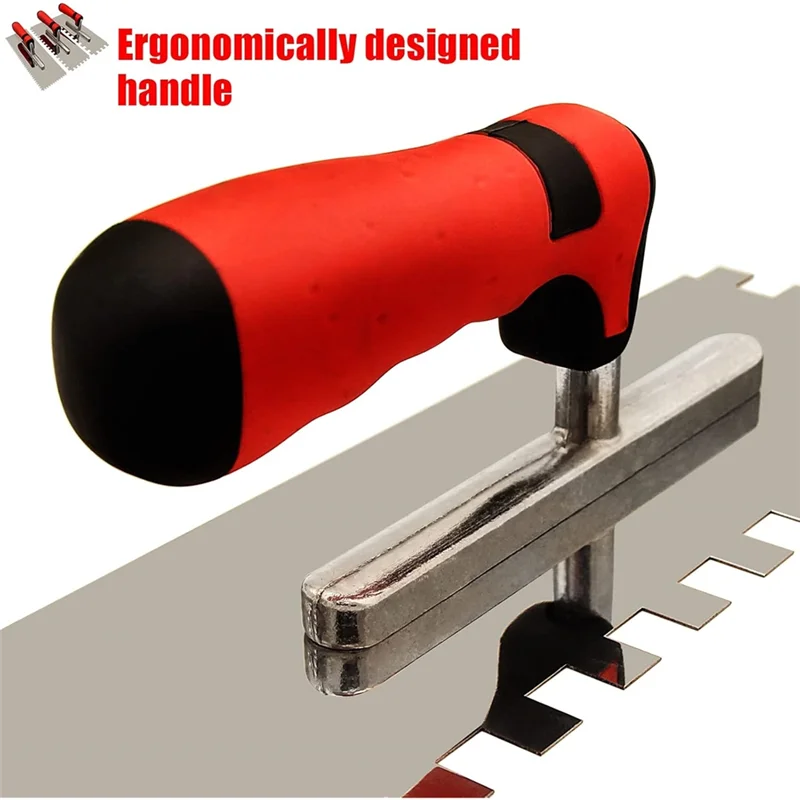 【TODAY-ONLY!】Stainless Steel Square Notched Tile Trowel Set- Masonry Tools For Tiling Installation, Includes Grout Sponge And Wo