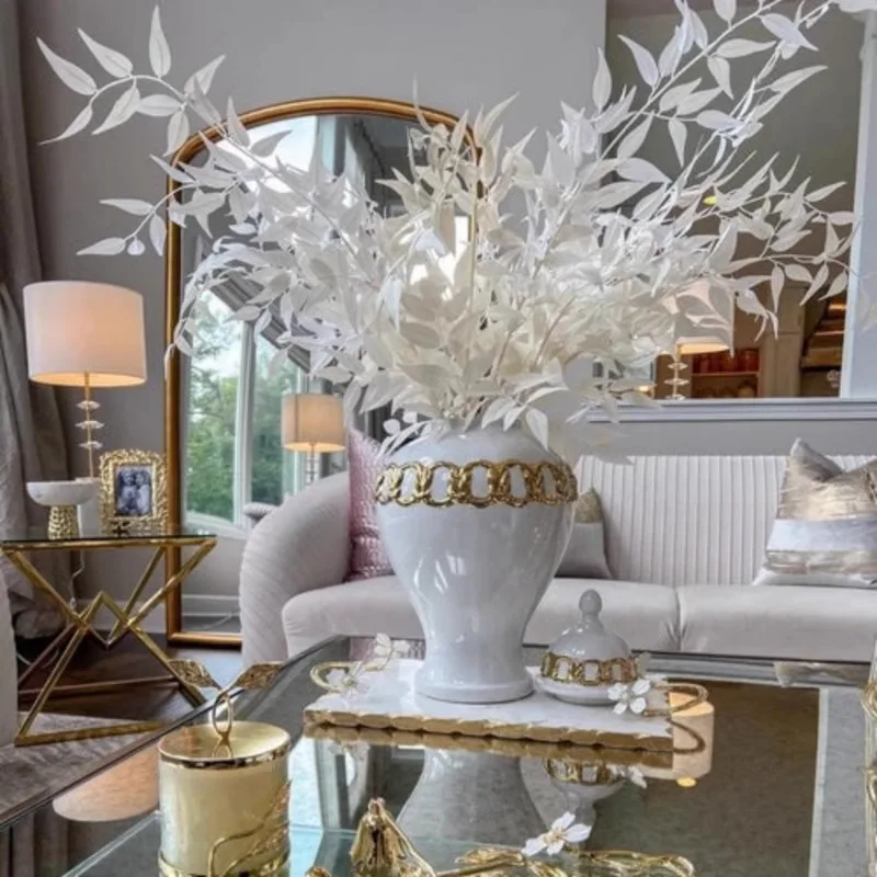 Modern Platinum Home Decor Vase Nordic Living Room Ornaments Stylish Dining Table Decorative Jar Scandinavian Vase Decorative