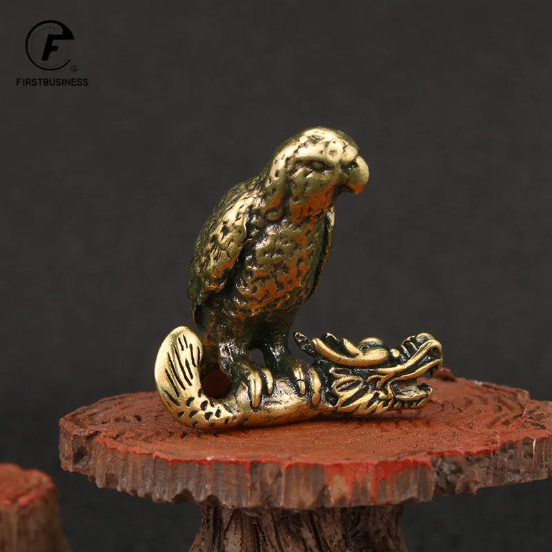 Retro Brass Parrot Small Statue Ornament Cute Animal Bird Figurines Miniatures Decorations Crafts Home Decors Accessories Gifts