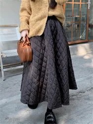Alien Kitty Winter All Match Cotton Padded Maxi Skirts Women Streetwear Loose OL Office Lady High Waist Thicken Warm New Daily