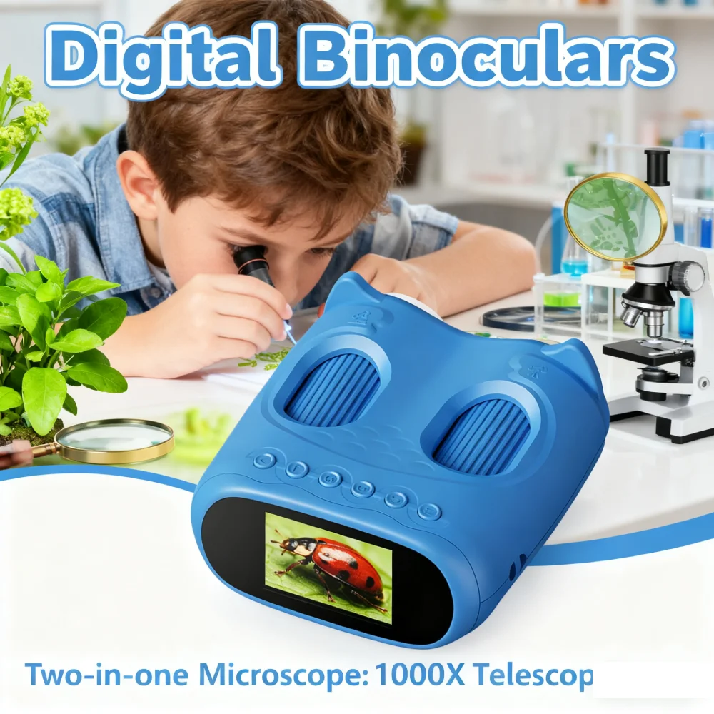2-In-1 Microscope Portable Magnifying Binoculars 1000X 1080P Handheld Microscope Camera Observation Cross-Border Gifts for Stude