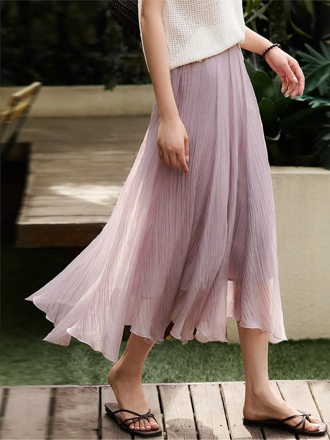 Romantic Cool Wave  Asymmetrical Half Skirt Women's Summer New Product Fairy Tale Art Series High Waist A-Line Skirt