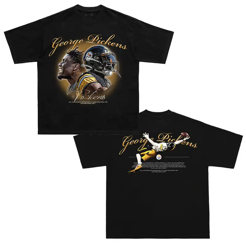 

Хлопковая футболка с короткими рукавами для американского футбола, свободная уличная одежда в стиле хип-хоп с принтом, мужской и женский летний повседневный свободный топ