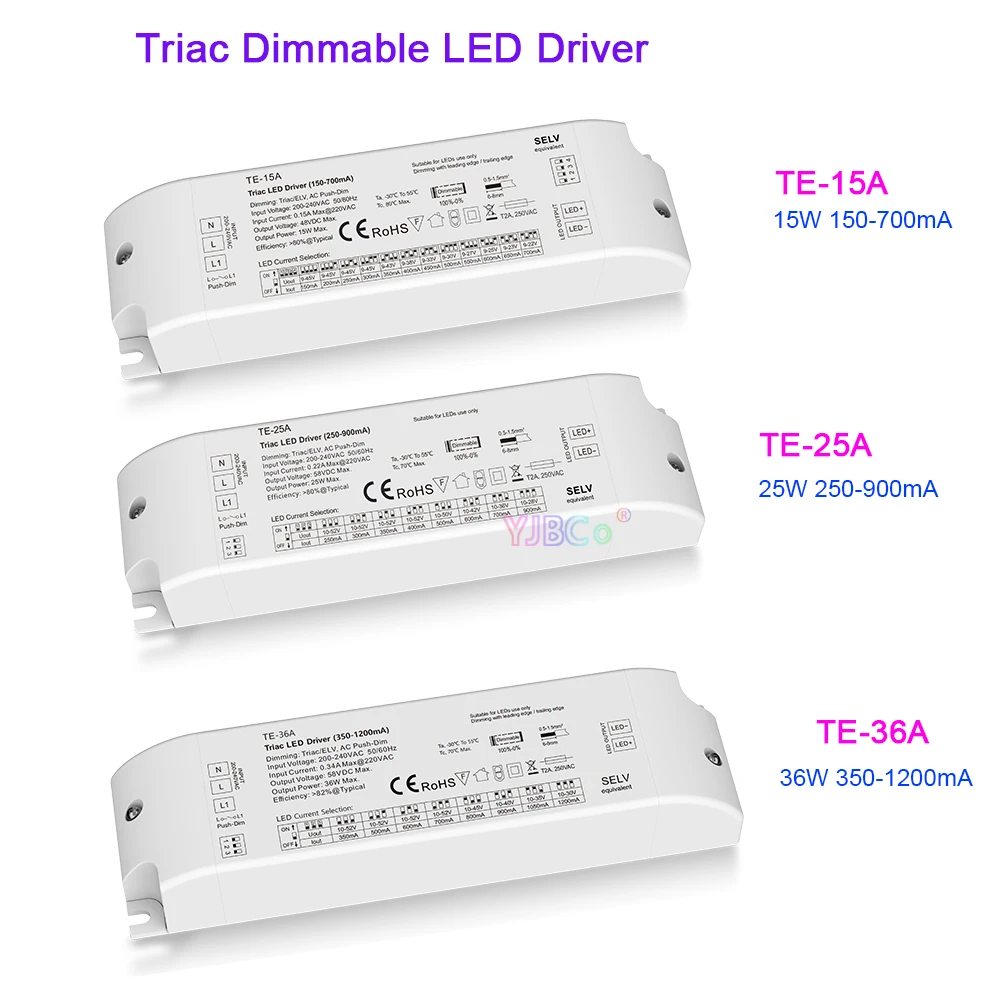 Skydance 220V input AC Push-Dim Triac Dimming LED Driver Output 1-36W 150-1200mA constant current Dimmable dimmer DIP switch