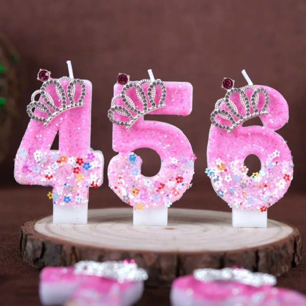 Bougies numérotées en forme de couronne à paillettes 0-9, décoration créative pour gâteau d'anniversaire, fournitures de fête pour enfants et adultes