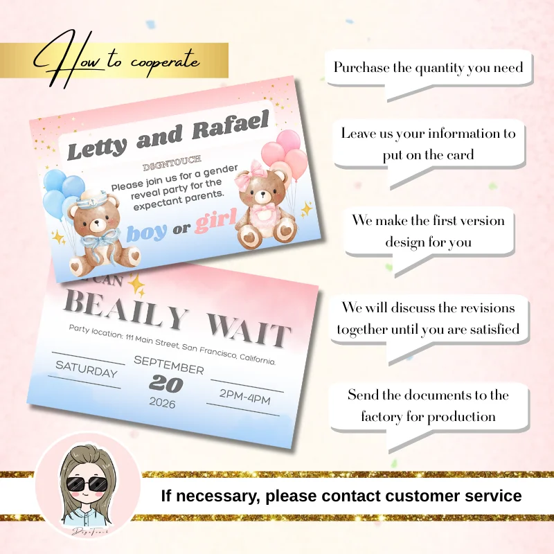DSGNTOUCH Baby Sprinkle Invitations Premium Coated Paper Uncoated Finish Free Custom Layout Design Service for Small Celebration