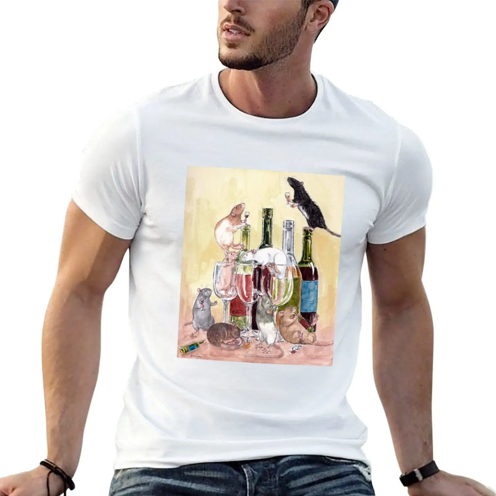 Red red wine and Rats T-Shirt Stretch Fabric Comfort T-Shirt