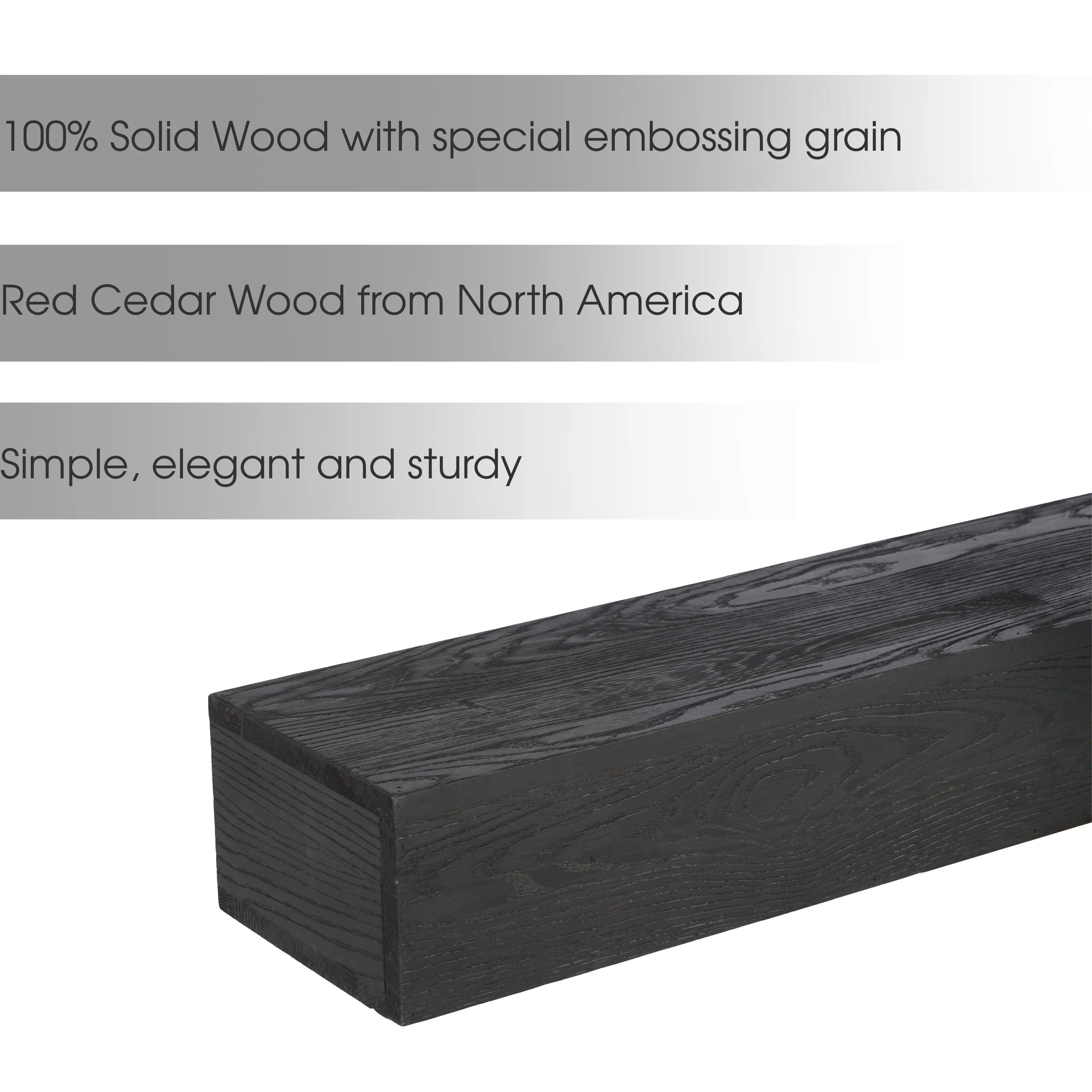 Western Red Cedar 48in Floating Fireplace Mantel, 50lb Capacity for Home Decor - view 4