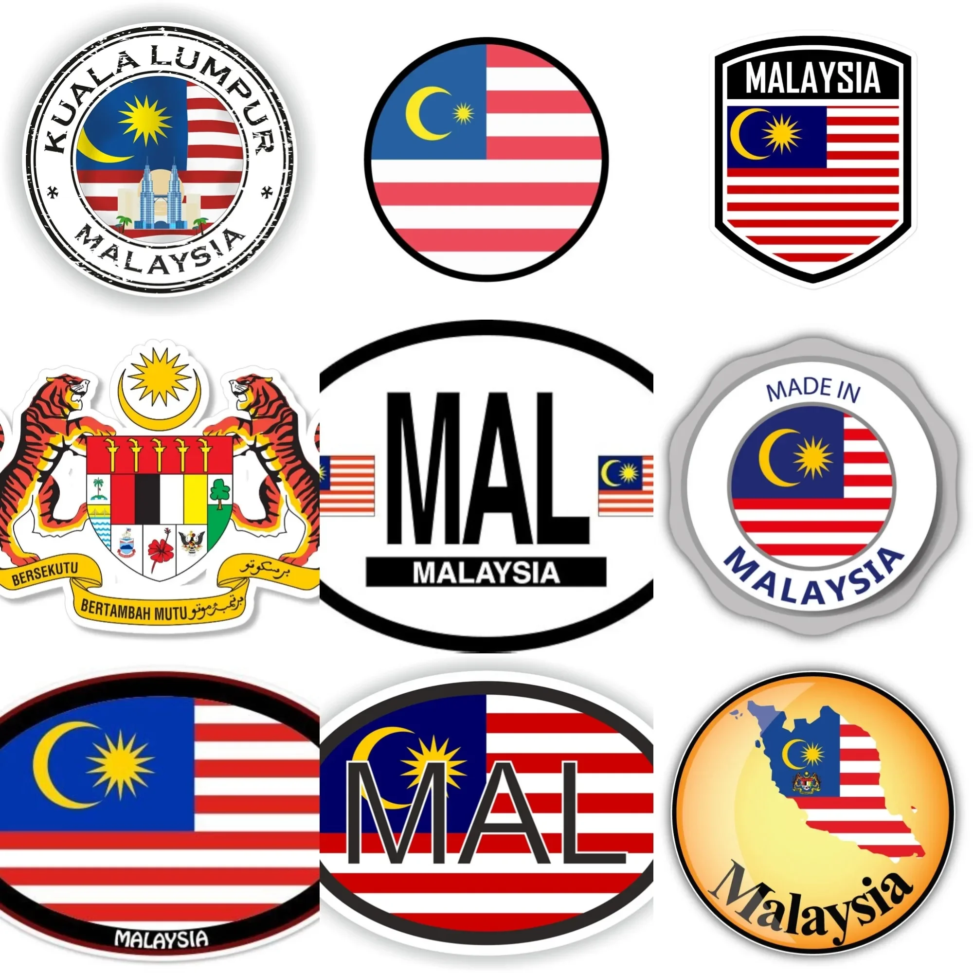 

Malaysia MAL Flag Emblem Creative PVC Sticker for Decorate Car Bicycle Van Motorcycle Helmet Fridge Window Wall Decal Accessorie