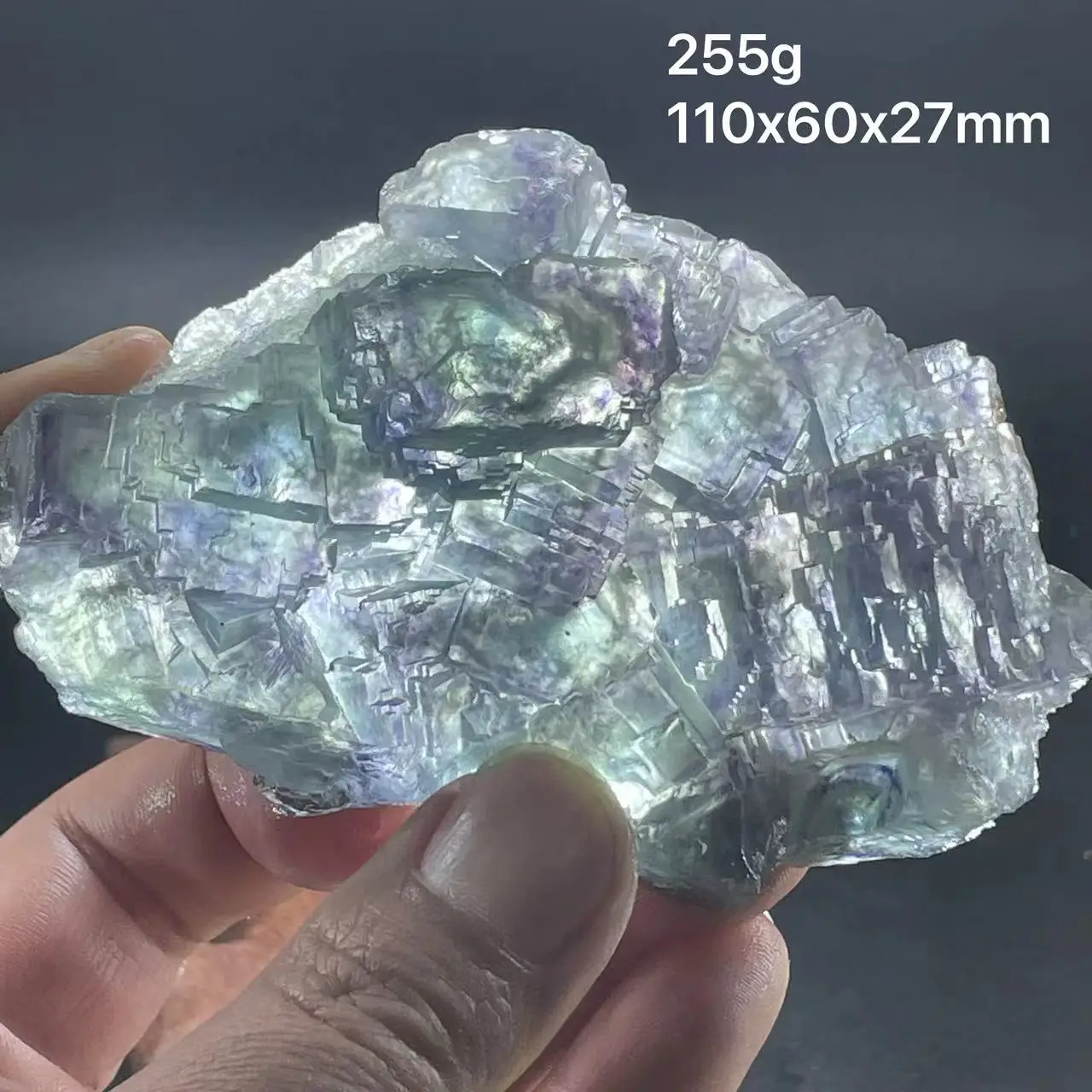 

New! 100% natural ladder green blue fluorite and quartz coexisting mineral specimen from Zhejiang Province