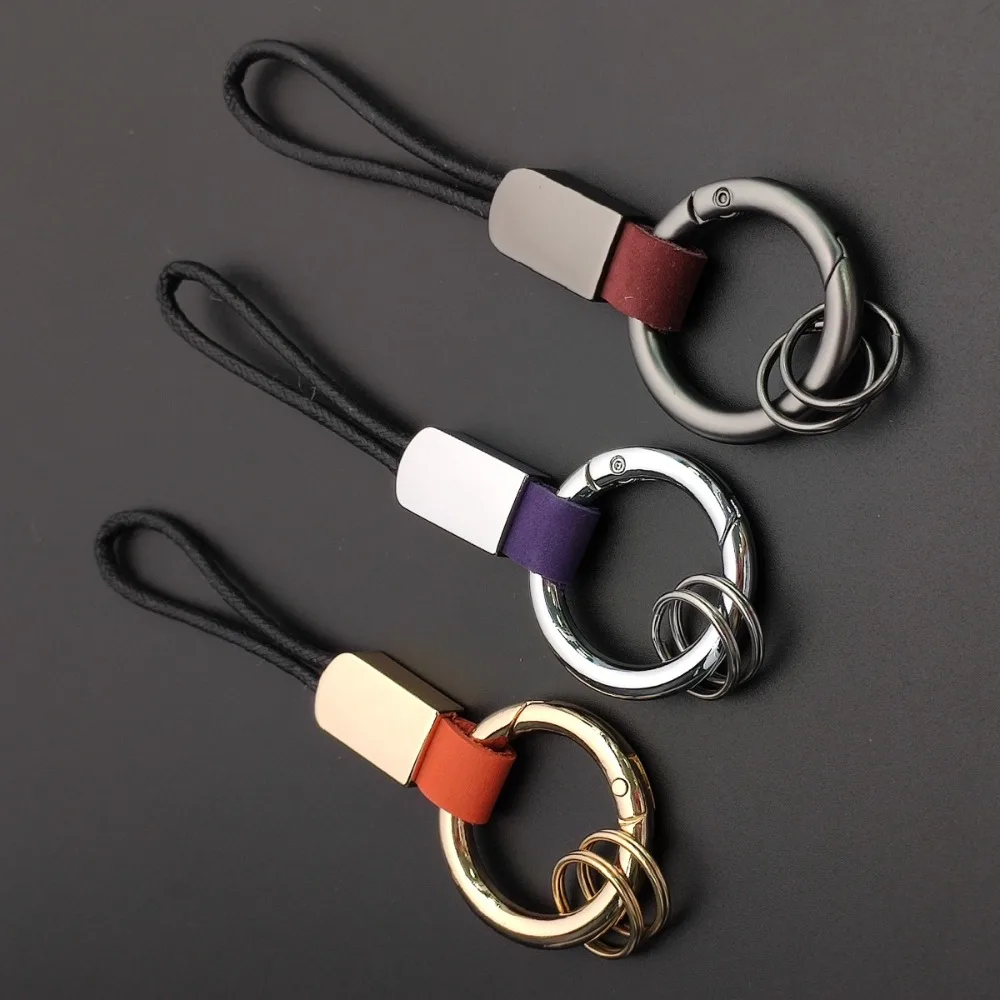 

Personalized Creative Leather Keychain Matte Leather Car Keyring Anti Loss Rope Pendant Gift Retro Style Mobile Phone Lanyard