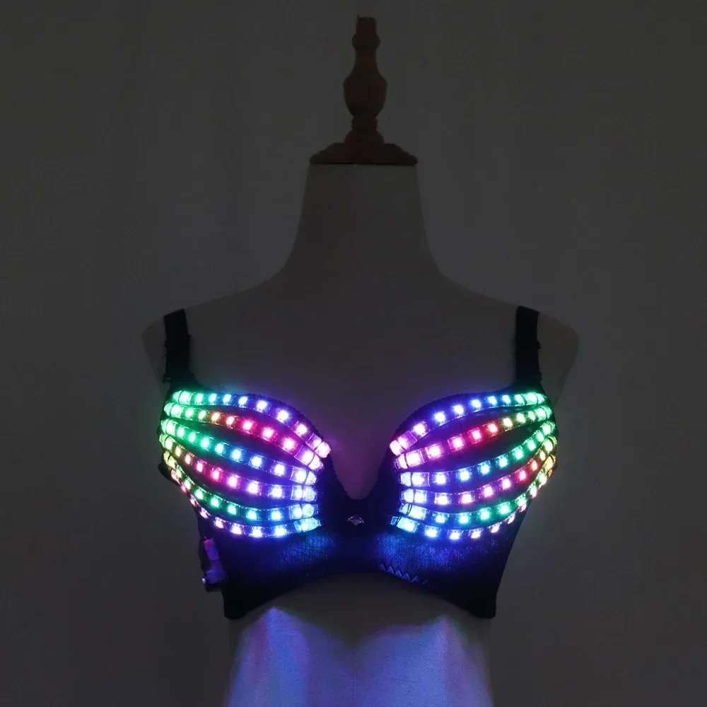 

Full Color Pixel LED Bra DJ Club Luminous Underwear Led Costume Party Dress Dancing Belly Dance Wear Fancy Party Dress