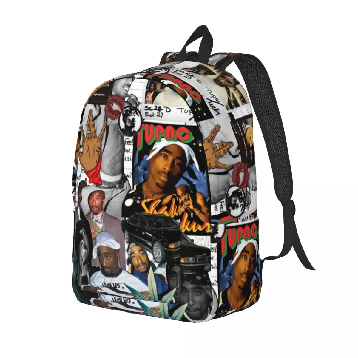 Tupac 2pac Nuevo bolso escolar con patrón de moda Mochila liviana con estampado de 15,7 pulgadas 17,7 pulgadas