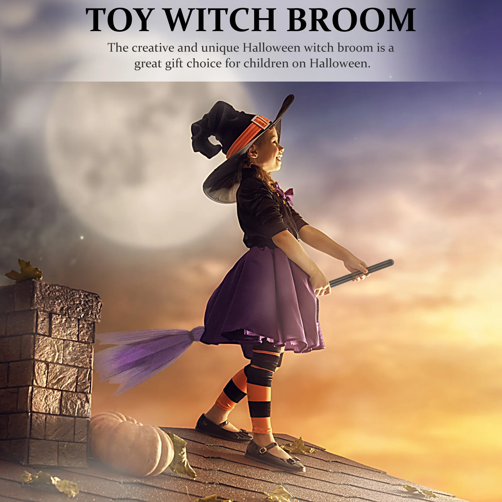 Balai de sorcière d'halloween, 2 pièces, accessoire décoratif en maille plastique pour fête, arrière-plan de scène hantée, cadeau Unique