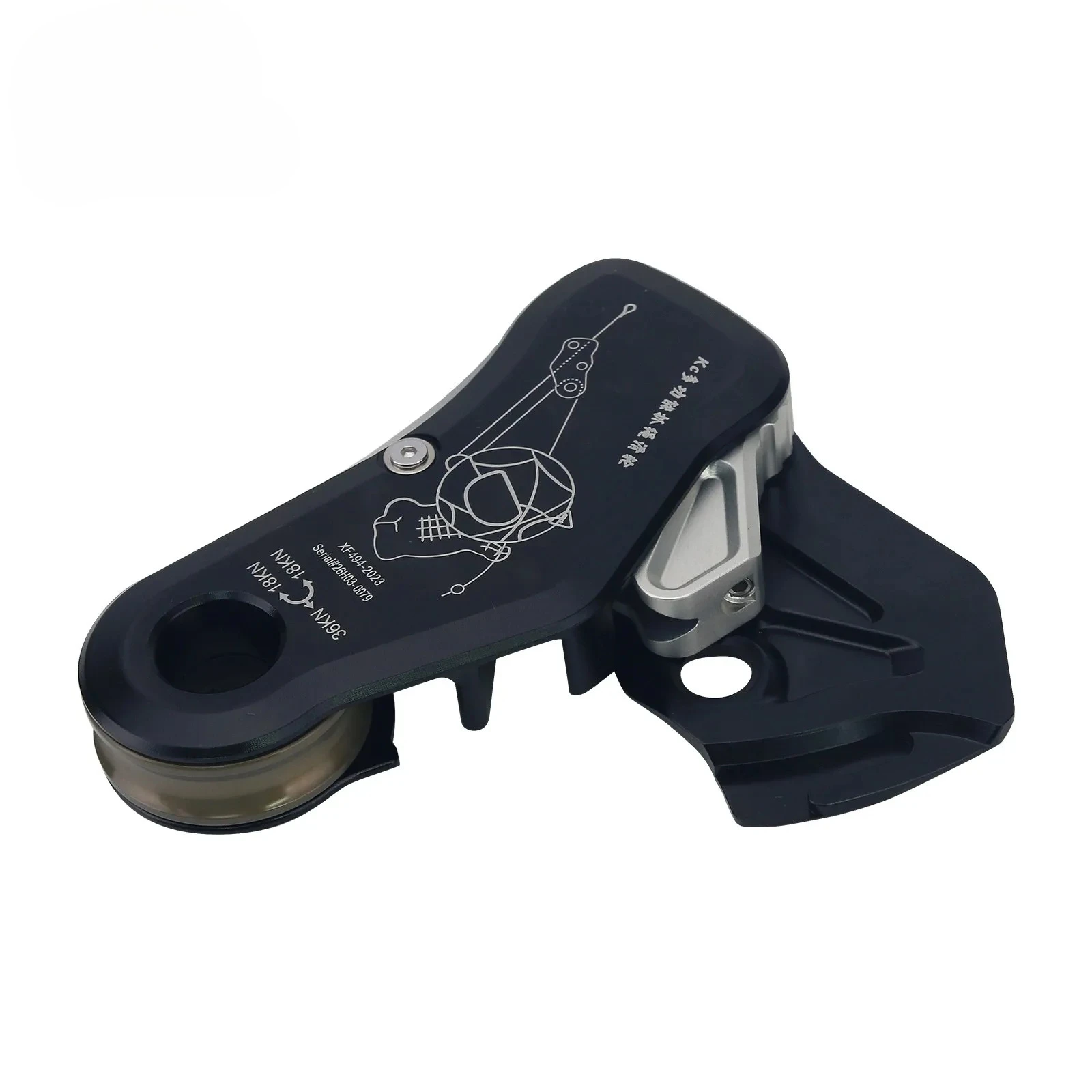 36KN Descend Device, 7075 Aluminum Alloy Climbing Rope Pulley, Stainless Steel Lift Retarder for 10-12mm Ropes