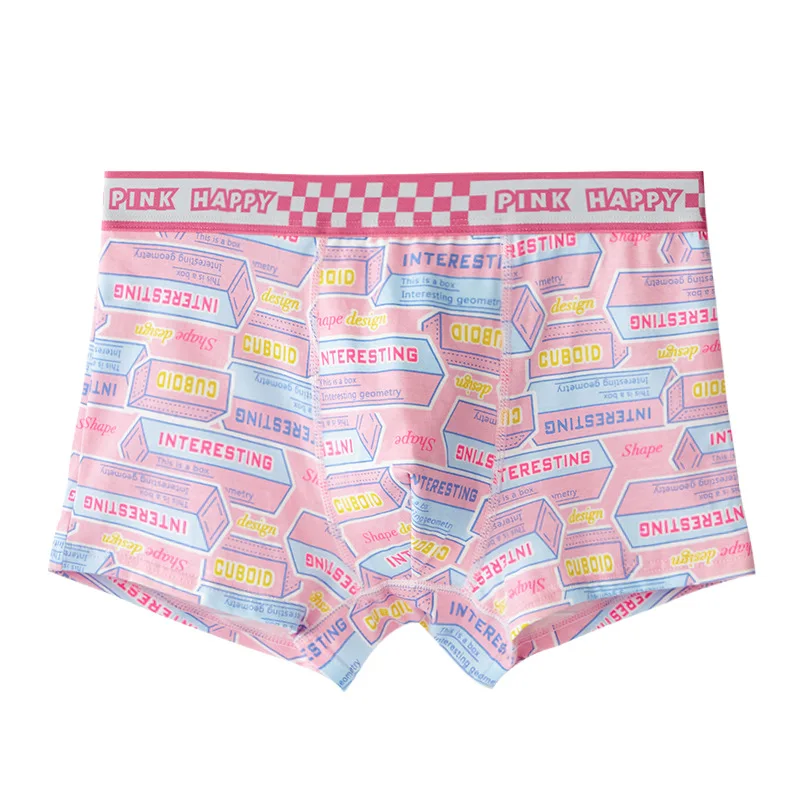 Youth Pink Cute Underwear for Men Pure Cotton Antibacterial Boxer Shorts Student Breathable Large Panties Aro Pants Boys Trunks