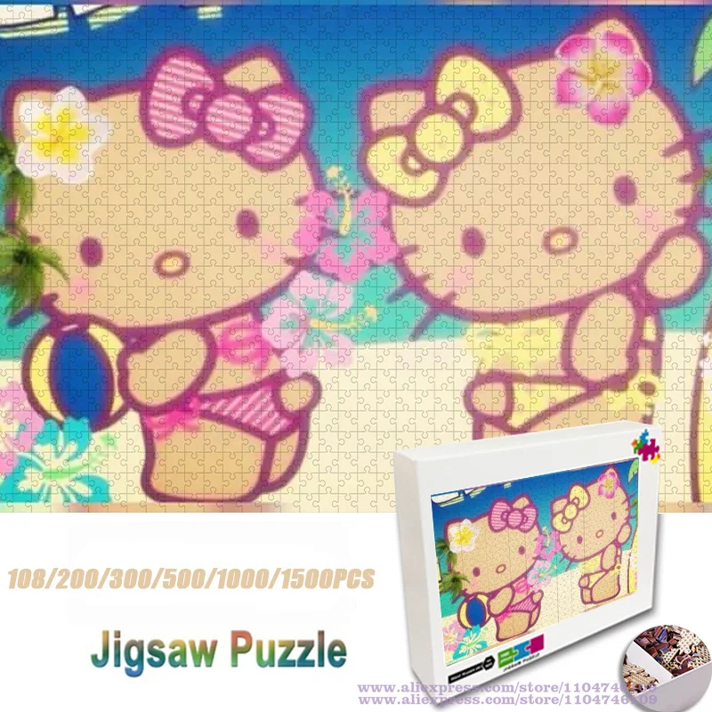 

Sanrio Hello Kitty Puzzle Jigsaw Cartoon Anime Characters 108/200/300/500/1000/1500Pcs Intelligence Puzzles for Kids & Adluts