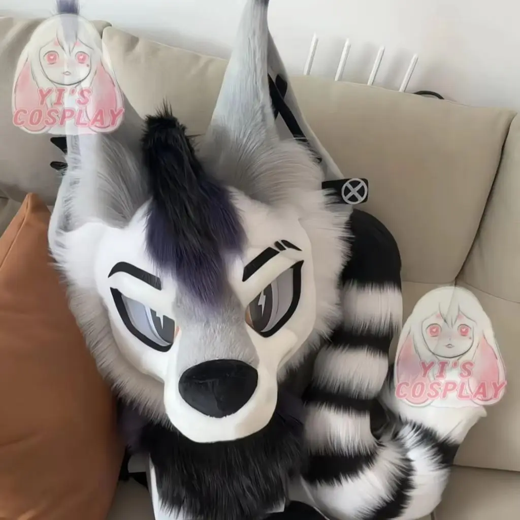 Yis تأثيري مخصص فروي رئيس Kigurumi رئيس تأثيري كيمونو Fursuit اليدوية سماعات الوحش مخصص Fursuit كيمونو رئيس