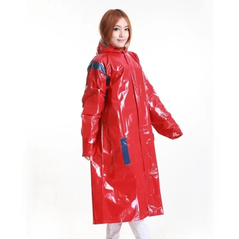 Motorcycle Rider Raincoat One Piece Contrast Long Rain Coat Adult Women's Backpack Waterproof Travel Raincoat