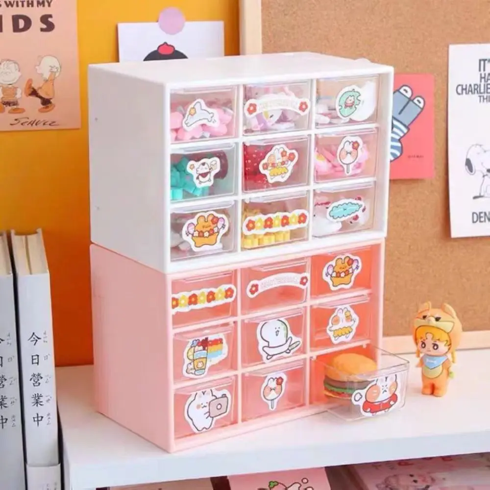 9 Grid Storage Box New Send Stickers Large Capacity Organizing Box Dust Proof Multi-layer Storage Drawer