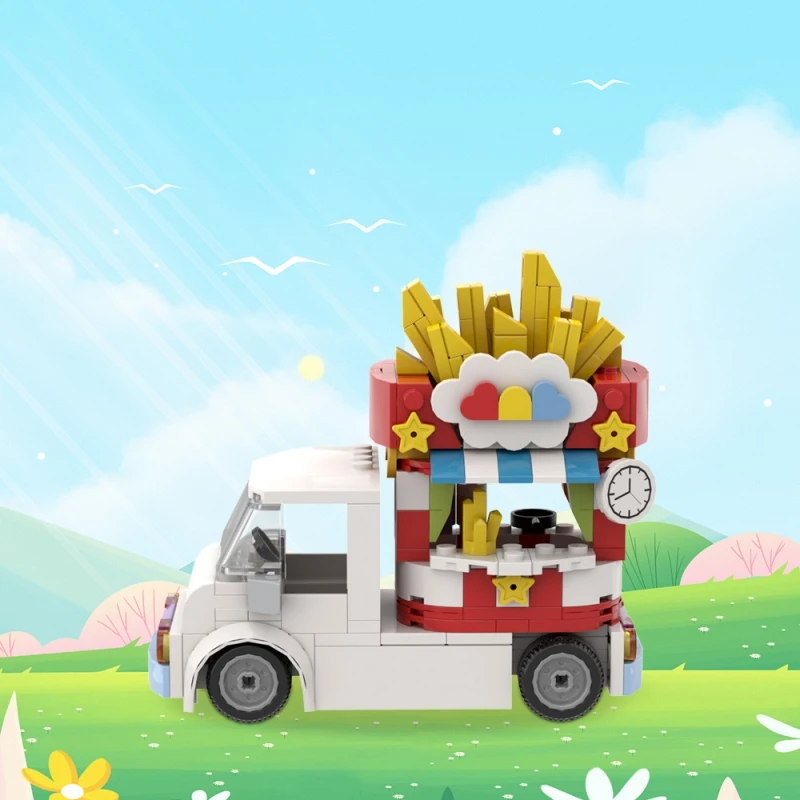 

MOC Mini Car Building Blocks City Street View Serie French Fries Ice Cream Food Shop High-tech Food Truck Bricks Toy Kid Gift