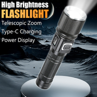 1000LM 30W Portable LED Flashlight Powerful Rechargeable Tactical Light Telescopic Zoom Torch Waterproof Work Light for Camping