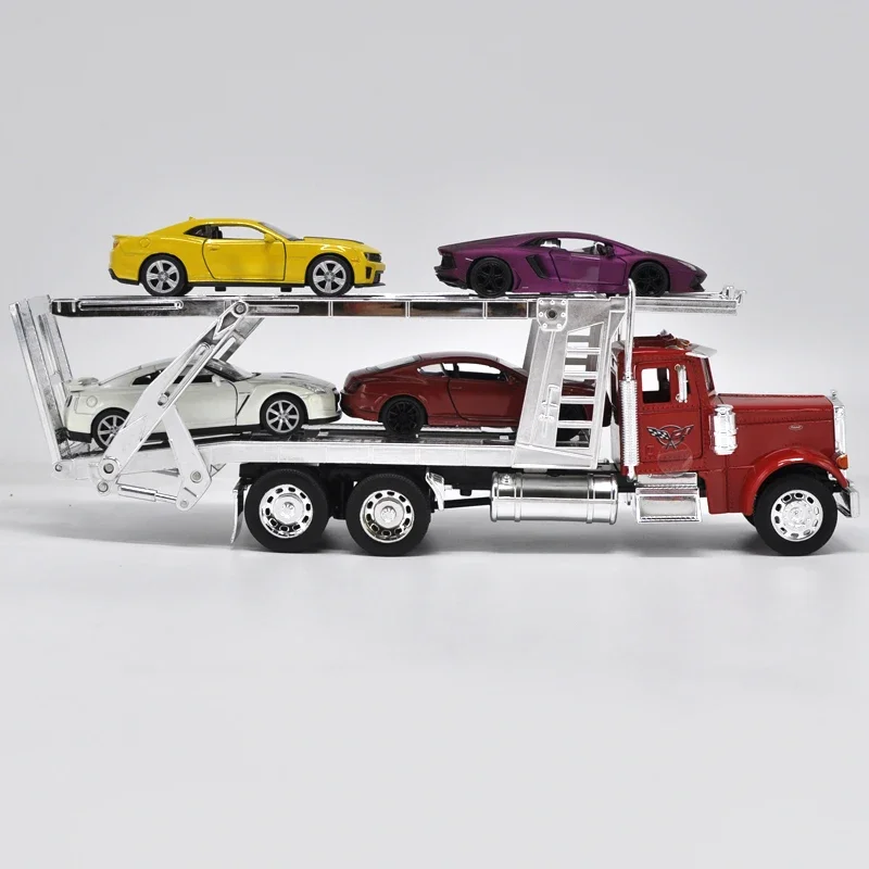 WELLY 1:32 Kenworth Alloy Trailer Car Model Diecast Metal American Transporter Truck Vehicles Car Model Simulation Kids Toy Gift