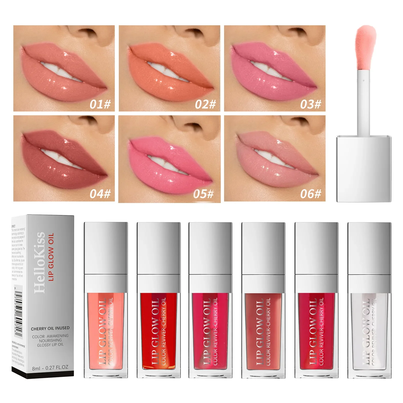 Hellokiss Lip Glow Oil 8ml Glossy Lip Oil Moisturizing Lip Glaze Transparent Lip Balm  Lip Stick Cherry