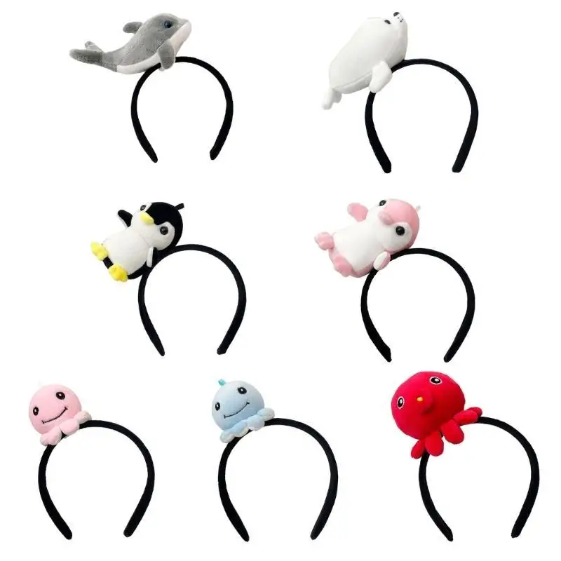 

39BD Lovely Seal Headband Cartoon Stuffed Animal Headband Birthday Party Hair Decors