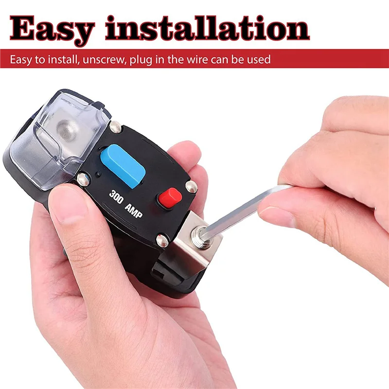 

A50I 2X 12-48V DC 300 Amp Circuit Breaker With Manual Reset, 0-8 Gauge Trolling Car Stereo Audio Inline Fuse For Car Rv
