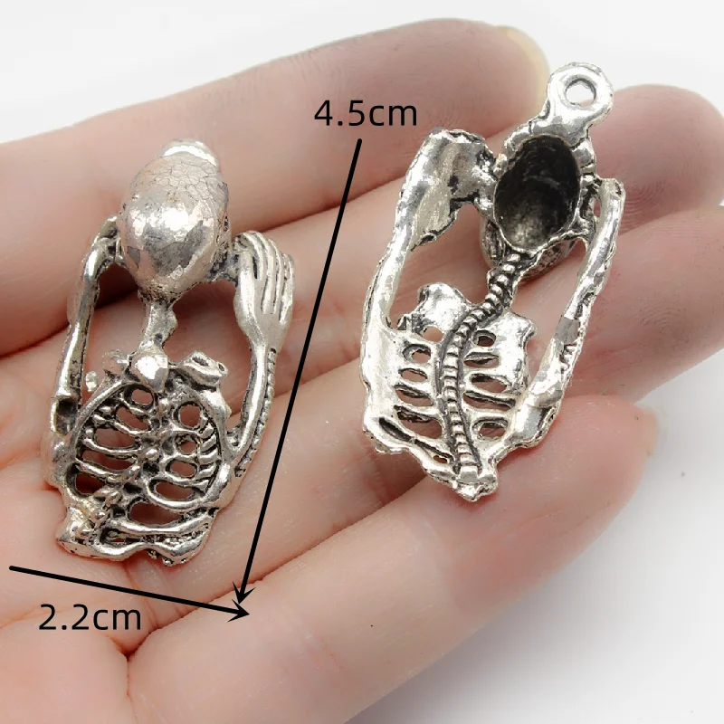 Punk Rock Style Brain Hearts Bone Alloy Pendant DIY Charms Necklace Earrings Jewelry Making P773