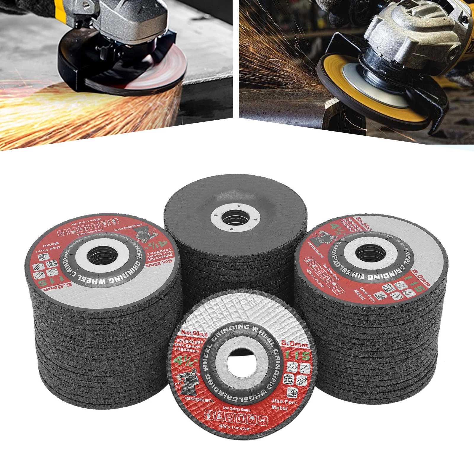 

50-Piece Grinding Wheels Black 11.5cm/ 4.5in 24 Grit Metal Steel 4.5" Disc Angle Grinder
