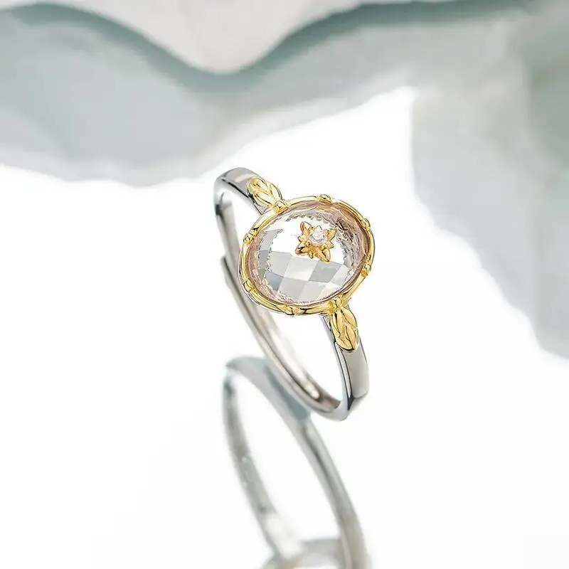 GEEZENCA Natural White Crystal 925 Sterling Silver Resizable Dainty Ring For Women Clearance Limited Stock First Come First Get