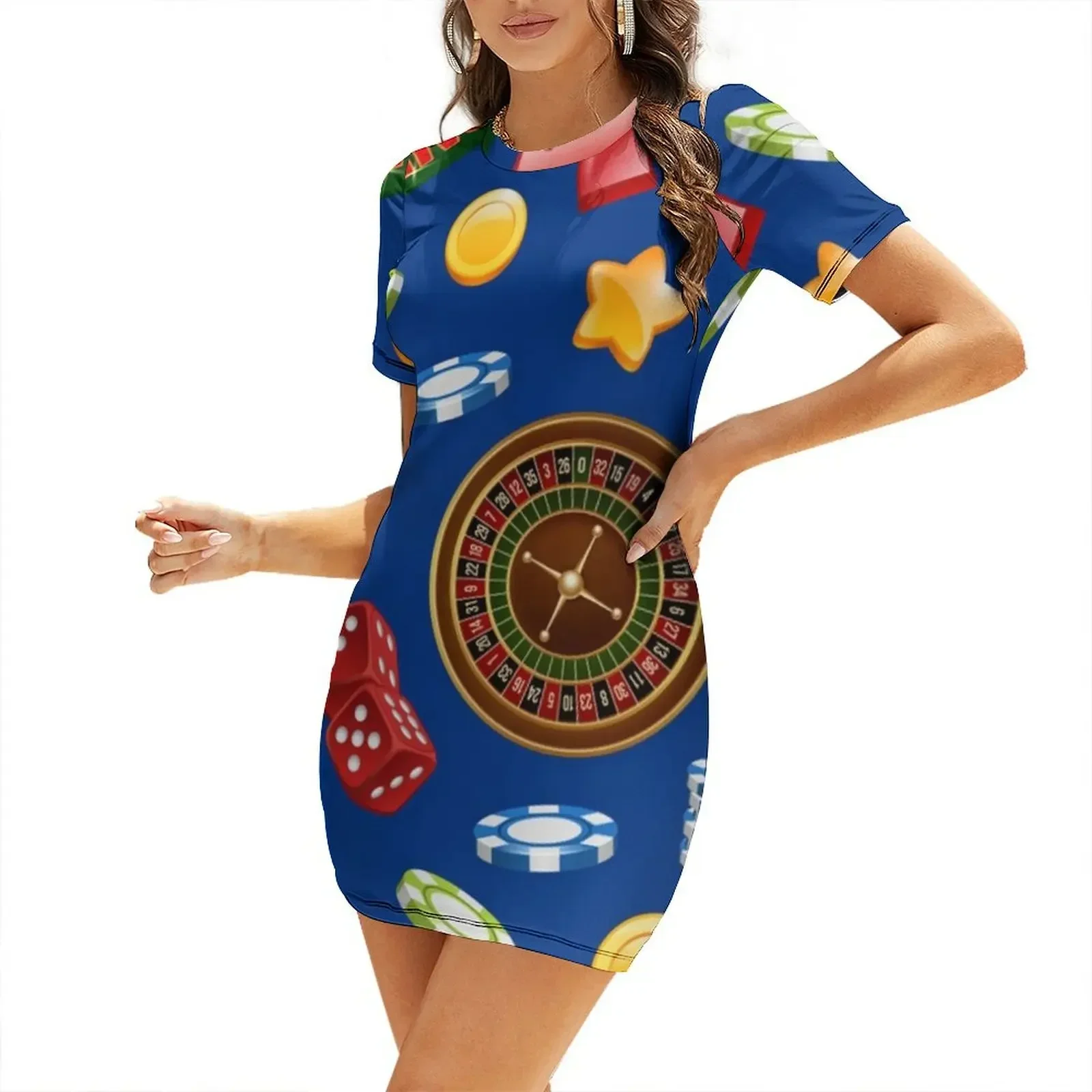 

Casino Time Short-Sleeved Dress dresses for woman 2026 women evening dress