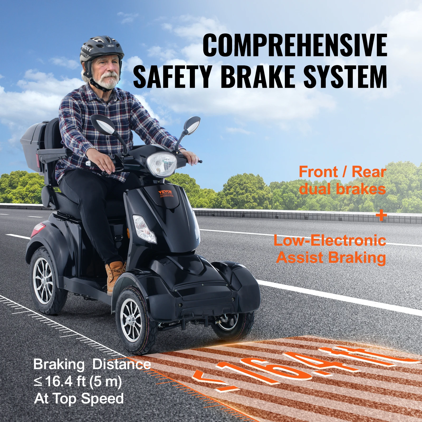 VEVOR Heavy Duty 4 ล้อ Mobility สกู๊ตเตอร์ 450lbs 500lbs ความจุ 800W All Terrain ไฟฟ้าสกู๊ตเตอร์สันทนาการสําหรับผู้สูงอายุ