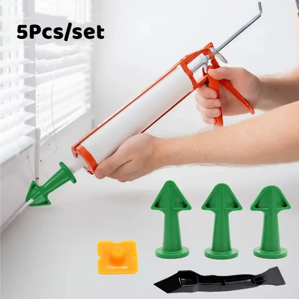 5pcs Silicone Remover Sealant Caulk Finisher Nozzle Scraper Kit Multifunctional Rubber Shovel Floor Mould Removal Spatula Tool