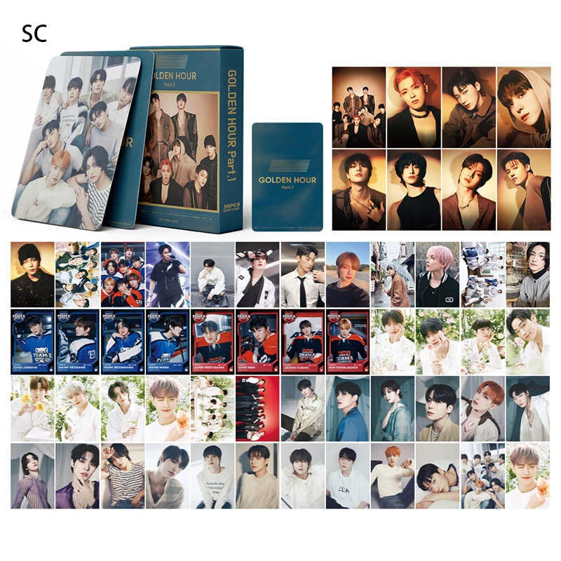 55pcs/set Kpop ATEEZ GOLDEN HOUR Lomo Cards High Quality HD Photocard For Fans Collection Gift K-pop Celebrate Album Postcard