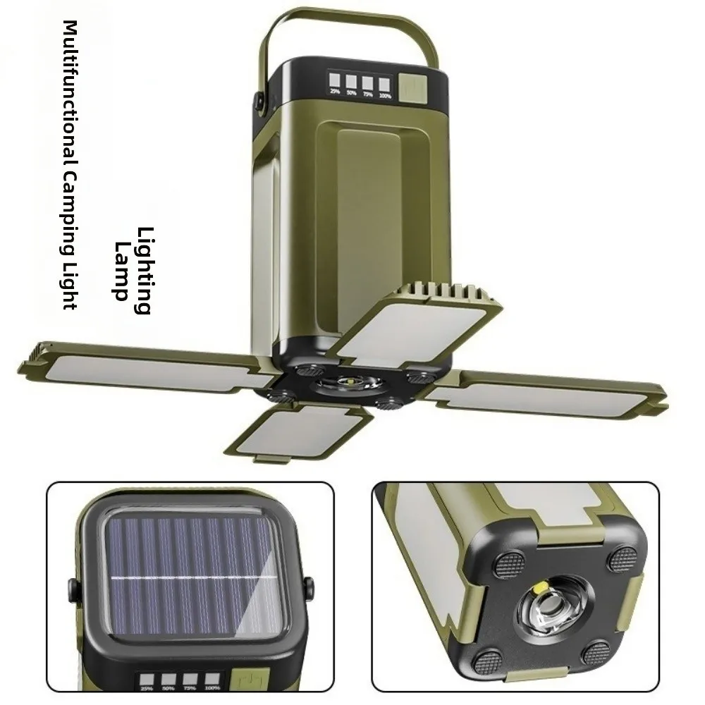 

Large Capacity Camping Lantern Intelligent Display Folding Solar Camping Light with 3 Light Modes Solar Charging