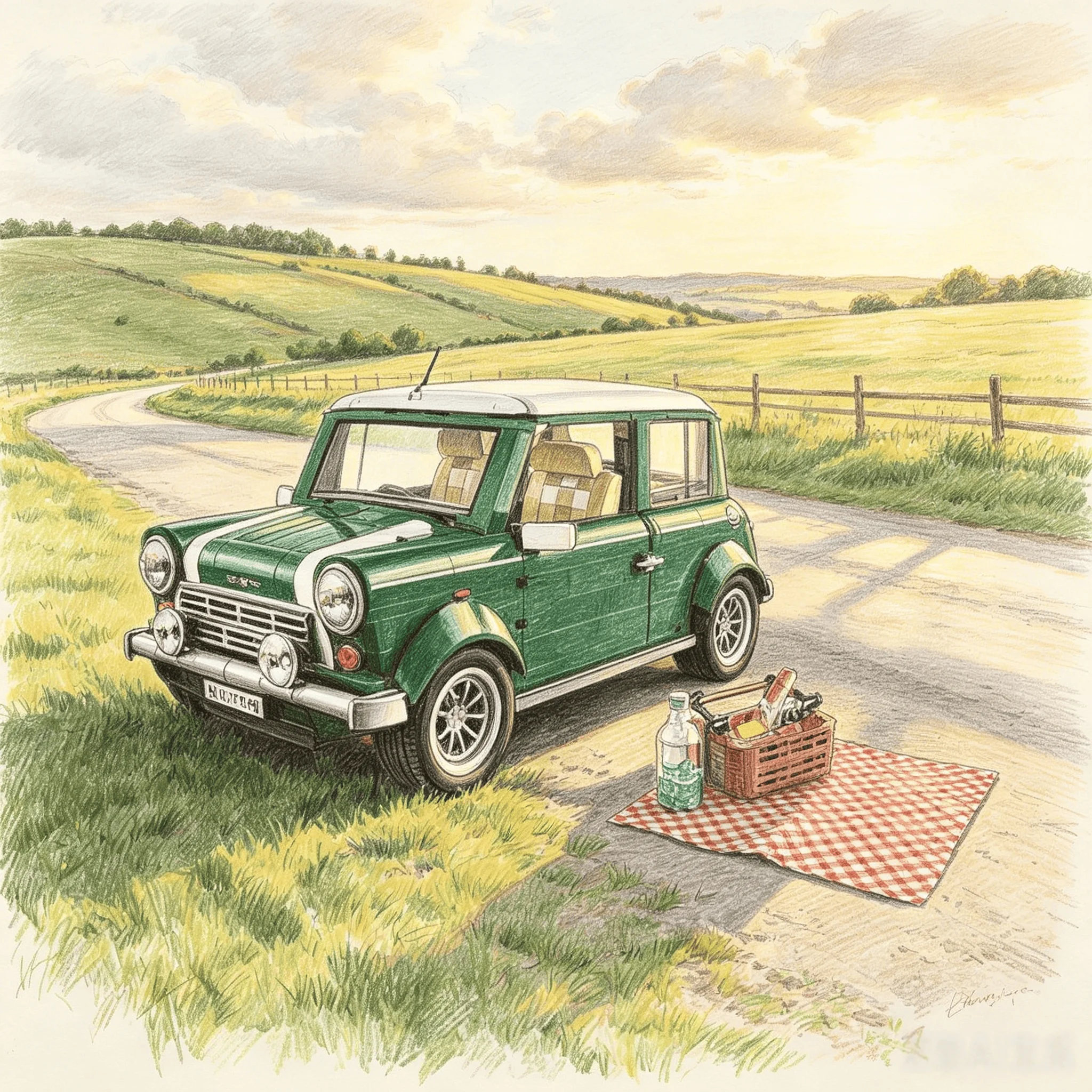

2026 new 1077pcs green car MINI Cooper campervan model building block puzzle model toy birthday gift