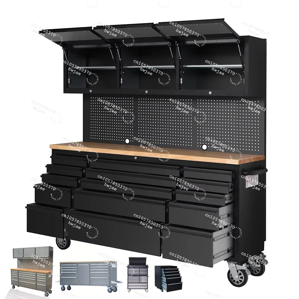 72 Inch Garage 430 Stainless Steel Tool Cabinet Combination Tool Workbench Chest with Storage Drawer for Heavy Duty Workshop