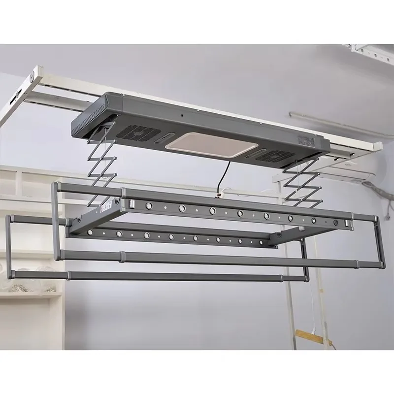 Foldable Retractable Wall Ceiling Mount Laundry Dryer Home Electric Clothesline Metal Hanger Drying Rack for Space Saving