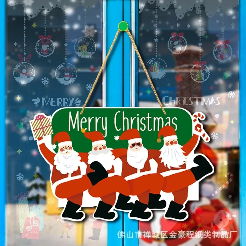 Merry Christmas Paper Door Hanger Santa Claus Xmas Tree Christmas Garland Paper Door Hanging Felize Navidad Joy 2025 Noel Decor