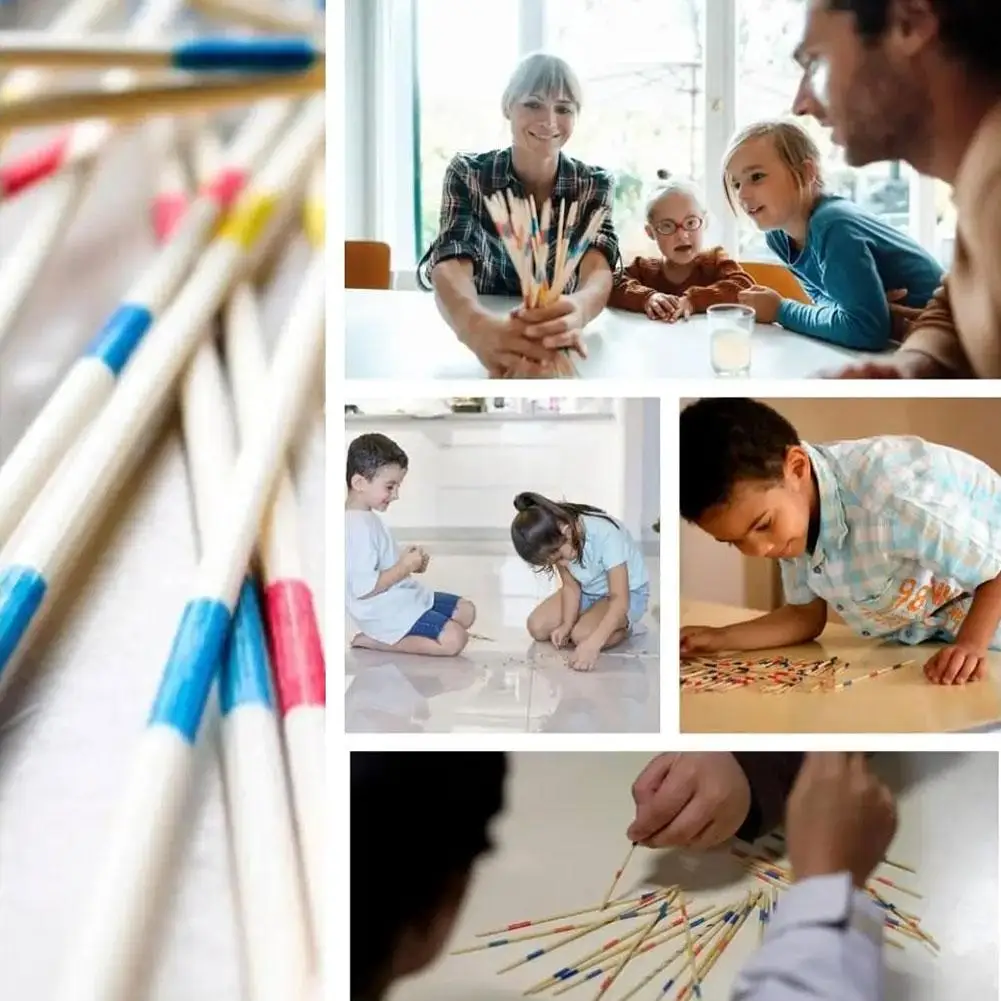 1/3/5/10er-Set Traditionelles Mikado-Spiel Pick-Up-Sticks mit Box Mehrspieler-Spiel Pädagogisches Holz-Brettspiel für Kinder mit Box